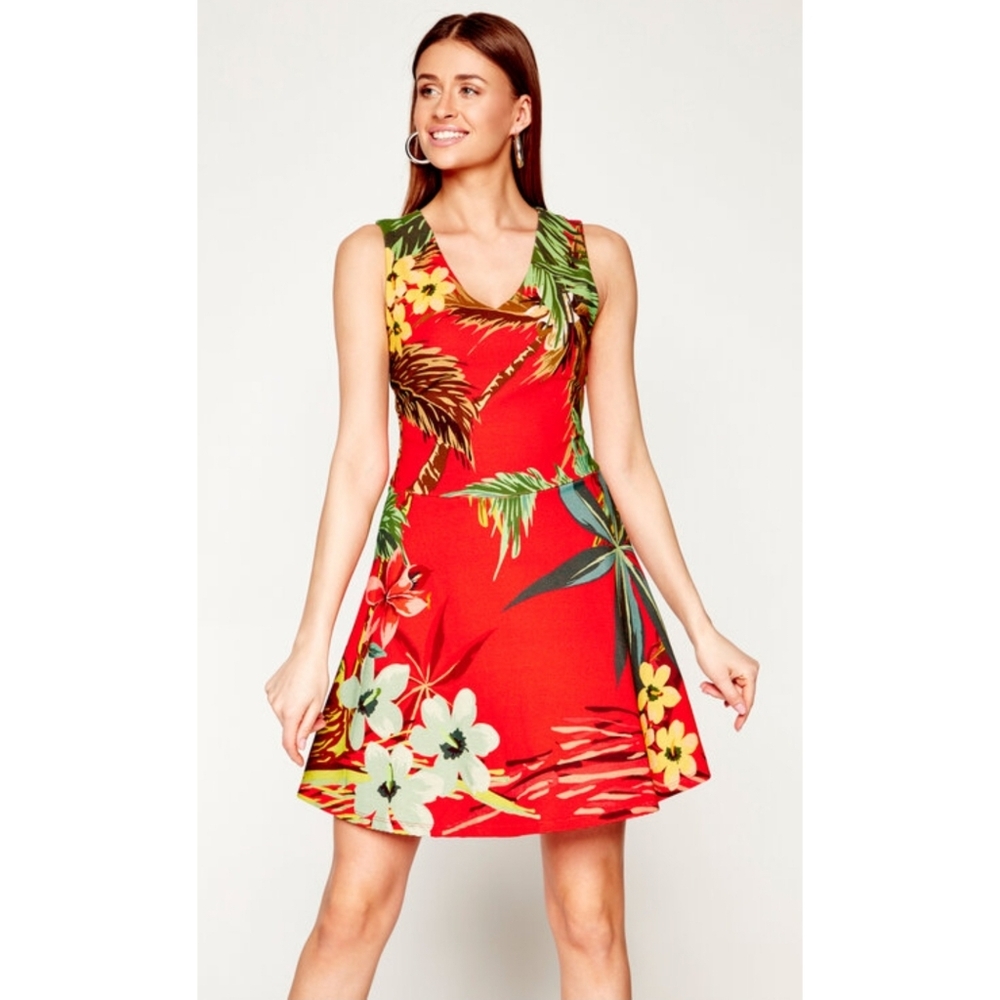 Desigual Memphis Sleeveless Dress Size Small Color Red Floral NWT